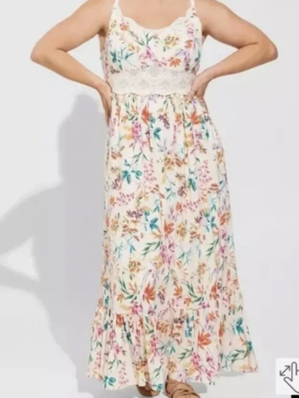Torrid 🖤 Floral Lace-Trim Maxi Dress (815)